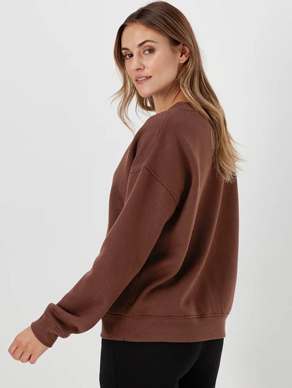brown fleece plain sweatshirt - 21699537 - Standard Image - 1