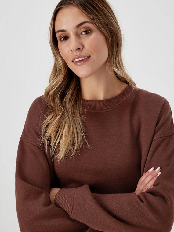 brown fleece plain sweatshirt - 21699537 - Standard Image - 4