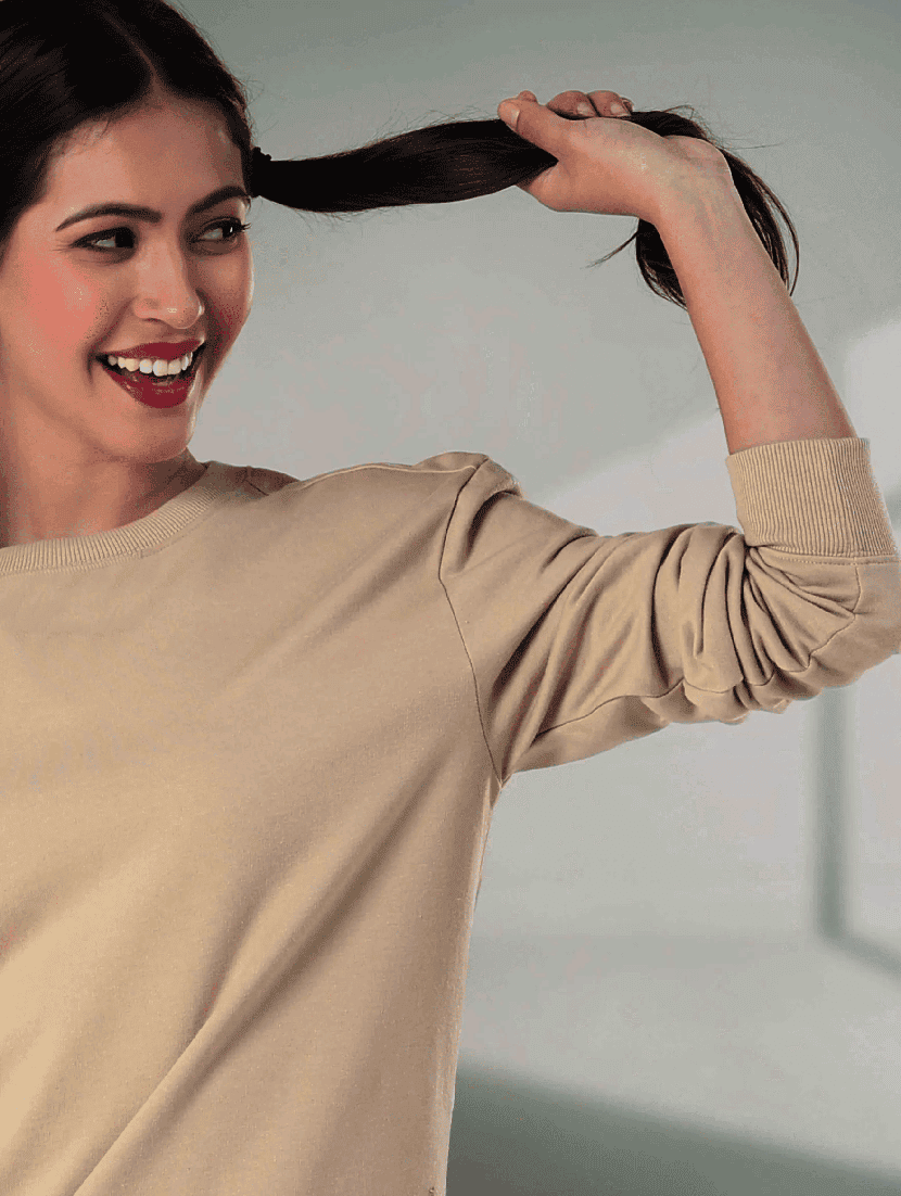 khaki fleece plain sweatshirt - 21699538 - Standard Image - 4