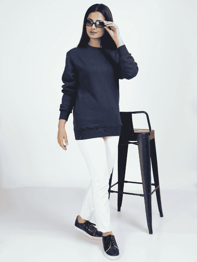 navy blue fleece plain sweatshirt - 21699540 - Standard Image - 4
