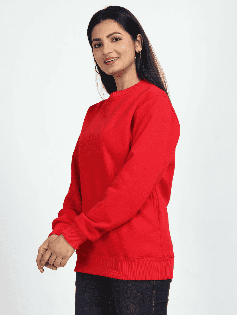 women round neck solid long sleeve sweatshirt - 21699543 -  Standard Image - 1