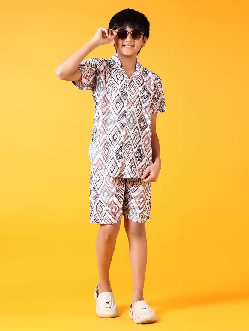 boys printed short sleeve co-ords set - 21699630 -  Zoom Image - 0
