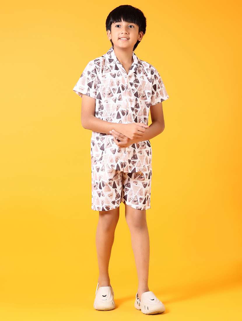 boys printed short sleeve co-ords set - 21699632 -  Standard Image - 1