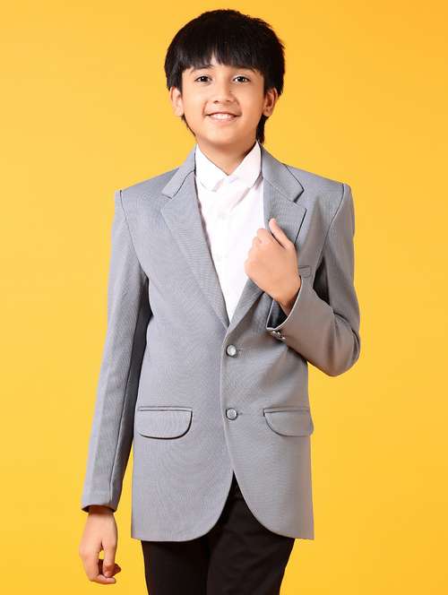 boys grey solid long sleeve blazer - 21699633 -  Standard Image - 0