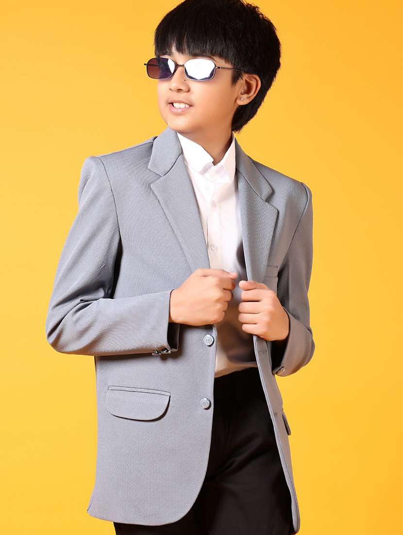 boys grey solid long sleeve blazer - 21699633 -  Standard Image - 1