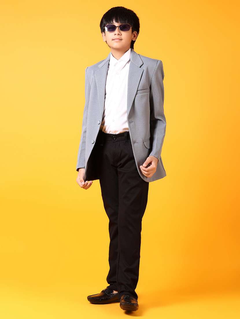 boys grey solid long sleeve blazer - 21699633 - Standard Image - 4