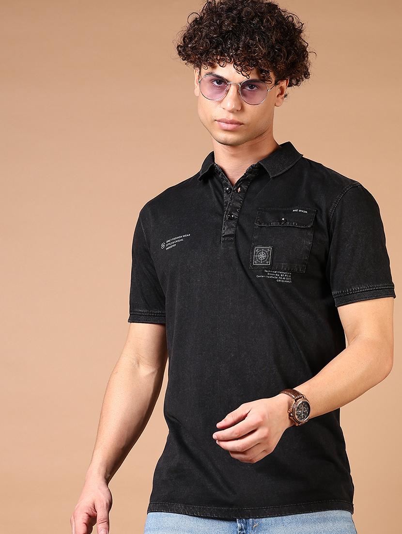 men chest print short sleeve polo t-shirt - 21699942 -  Standard Image - 1