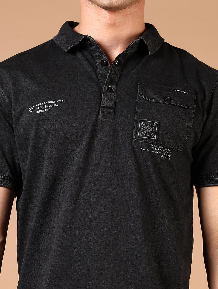 men chest print short sleeve polo t-shirt - 21699942 - Standard Image - 4