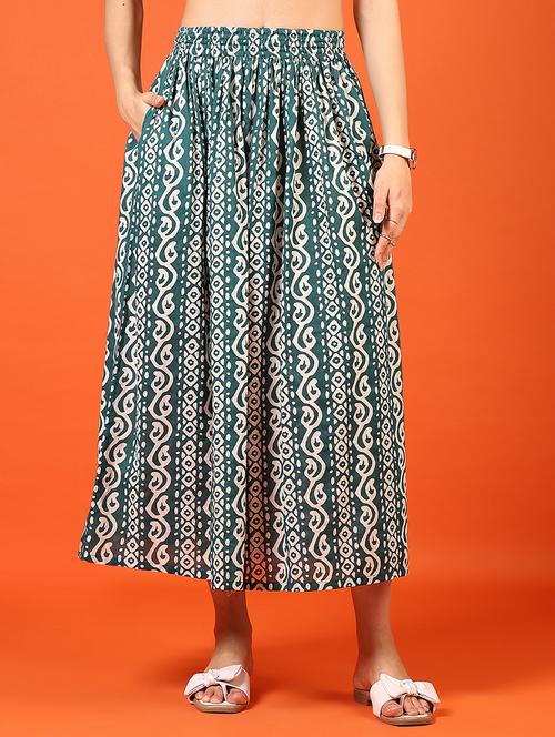 women green printed flared midi skirt - 21699966 - Standard Image - 0