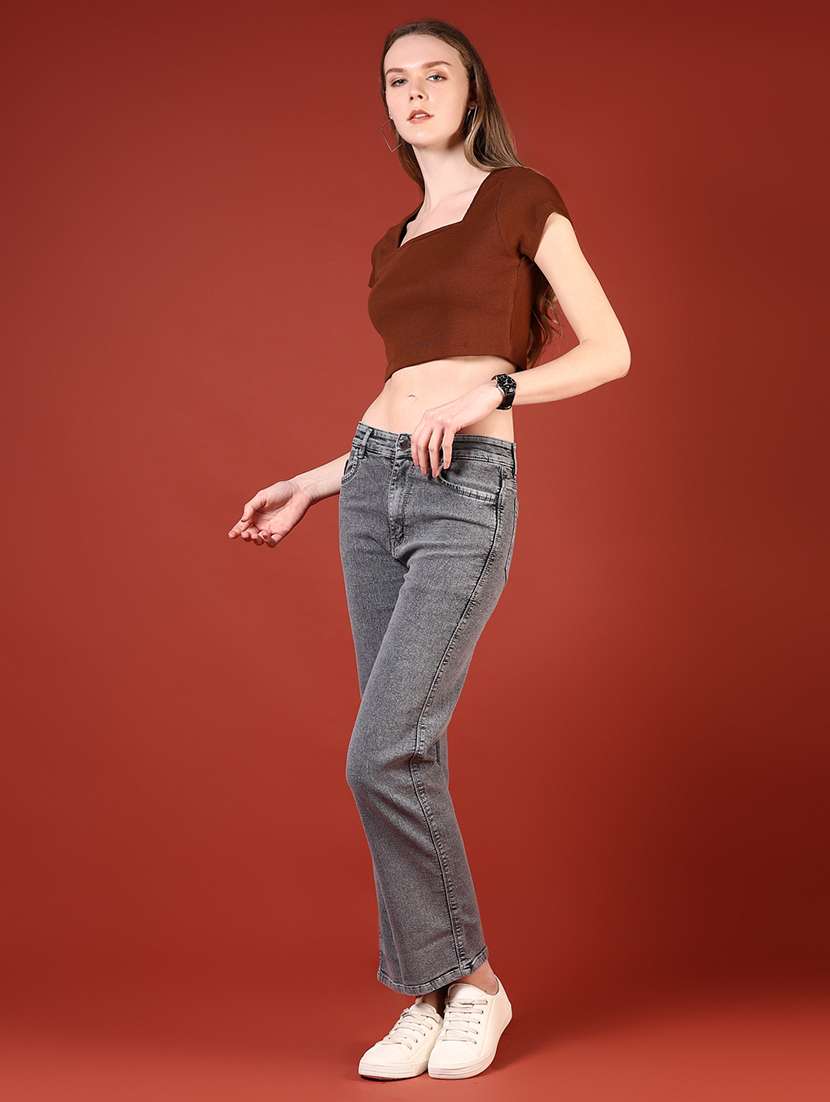 women solid square neck slim fit crop top - 21699986 -  Standard Image - 4