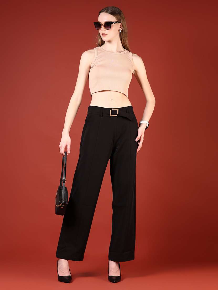 women solid sleeveless slim fit crop top - 21699987 -  Standard Image - 4