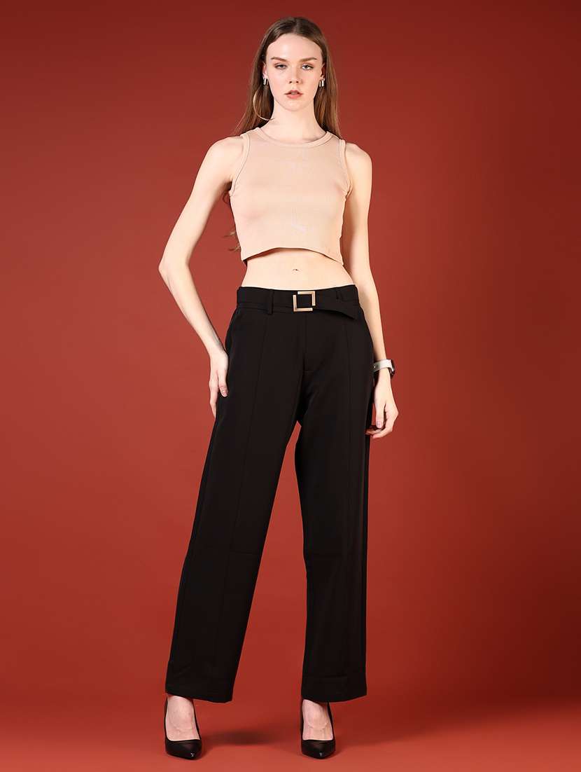 women solid sleeveless slim fit crop top - 21699987 -  Standard Image - 6