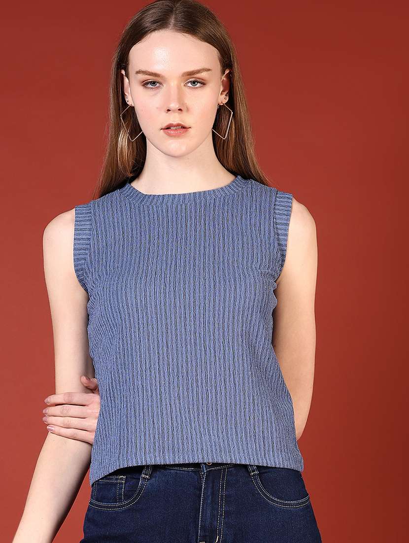 women solid sleeveless crop top - 21699993 -  Standard Image - 1