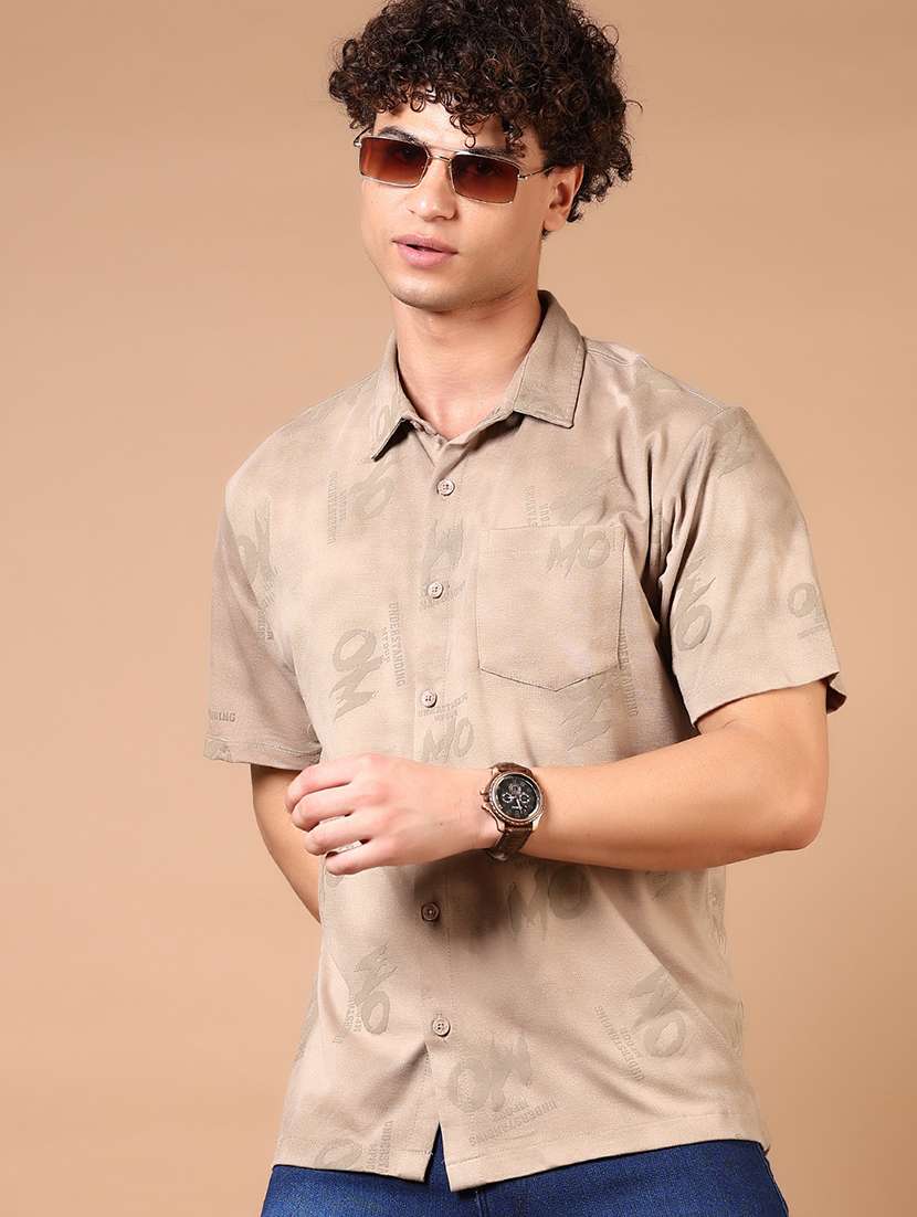 men self design short sleeve regular fit casual shirt - 21700028 -  Standard Image - 1