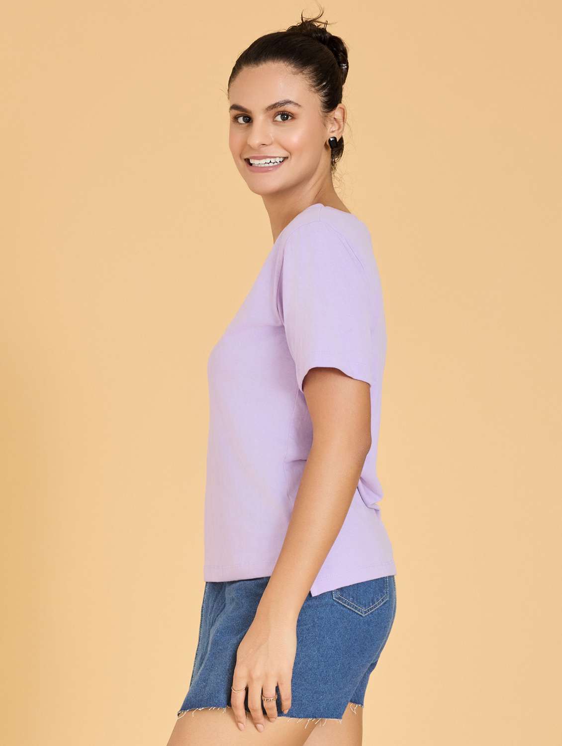 women solid with work short sleeve t-shirt - 21700067 -  Standard Image - 1