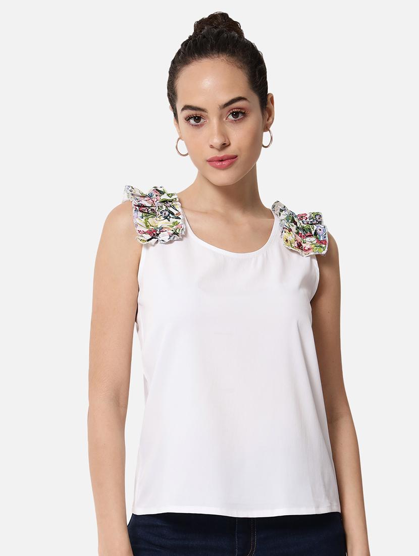 women white solid sleeveless top - 21700107 - Zoom Image - 0