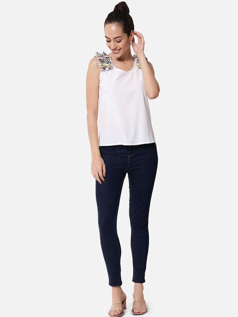 women white solid sleeveless top - 21700107 - Standard Image - 4