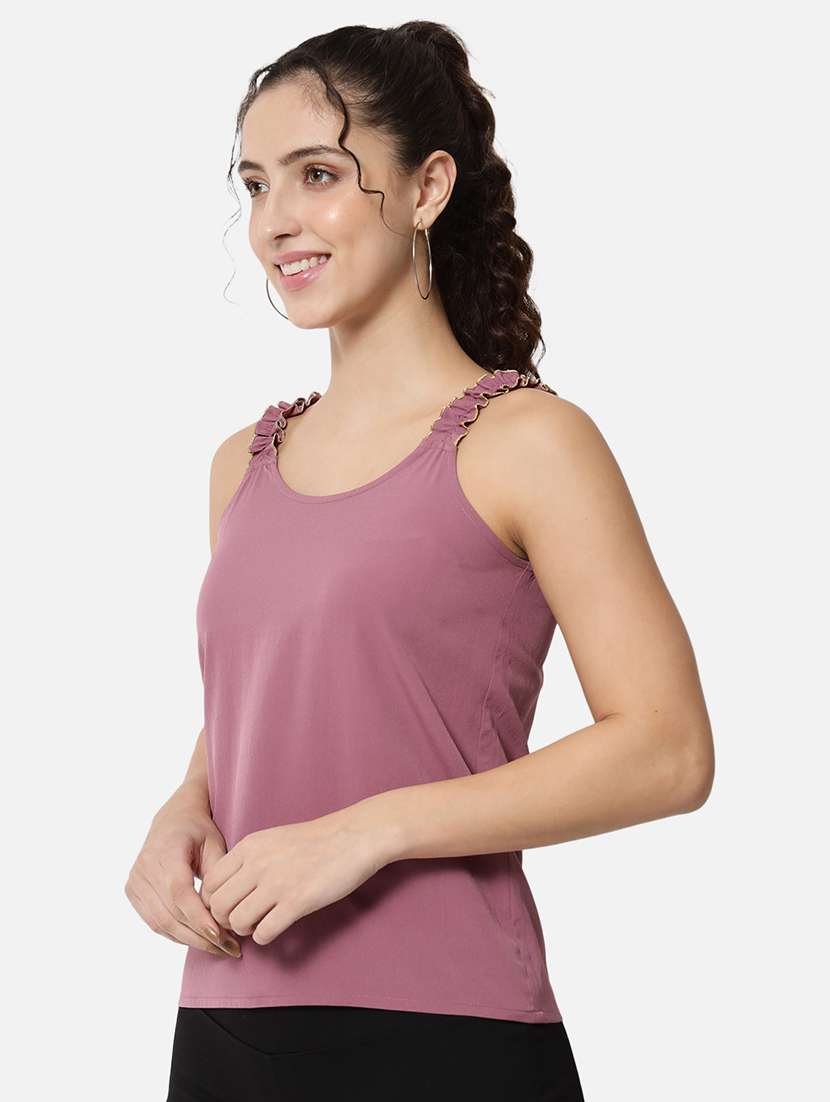 women mauve solid sleeveless top - 21700109 - Standard Image - 1