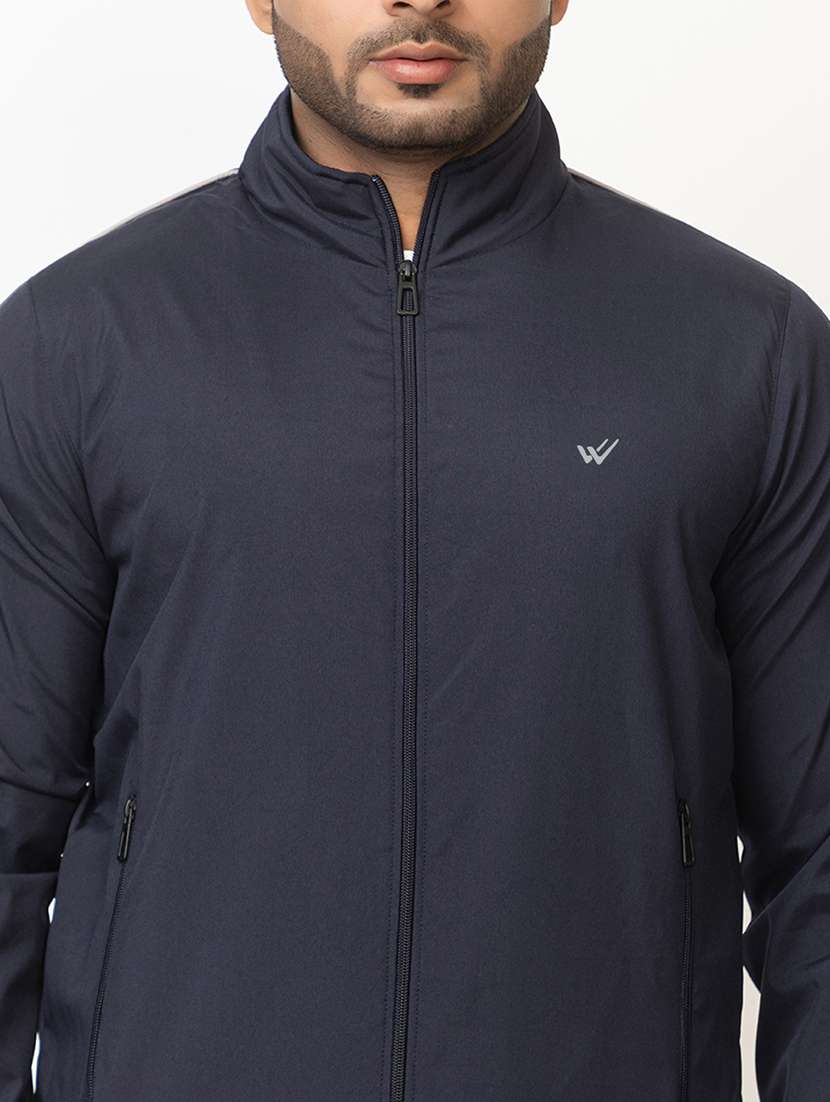 Men Navy Blue Polyester Casual Jacket - 21700113 -  Standard Image - 1