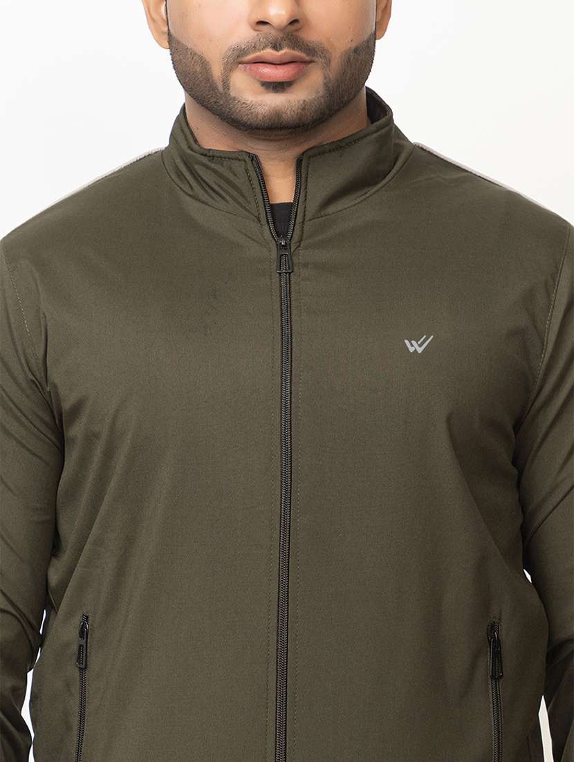 Men Olive Green Polyester Casual Jacket - 21700114 -  Standard Image - 1