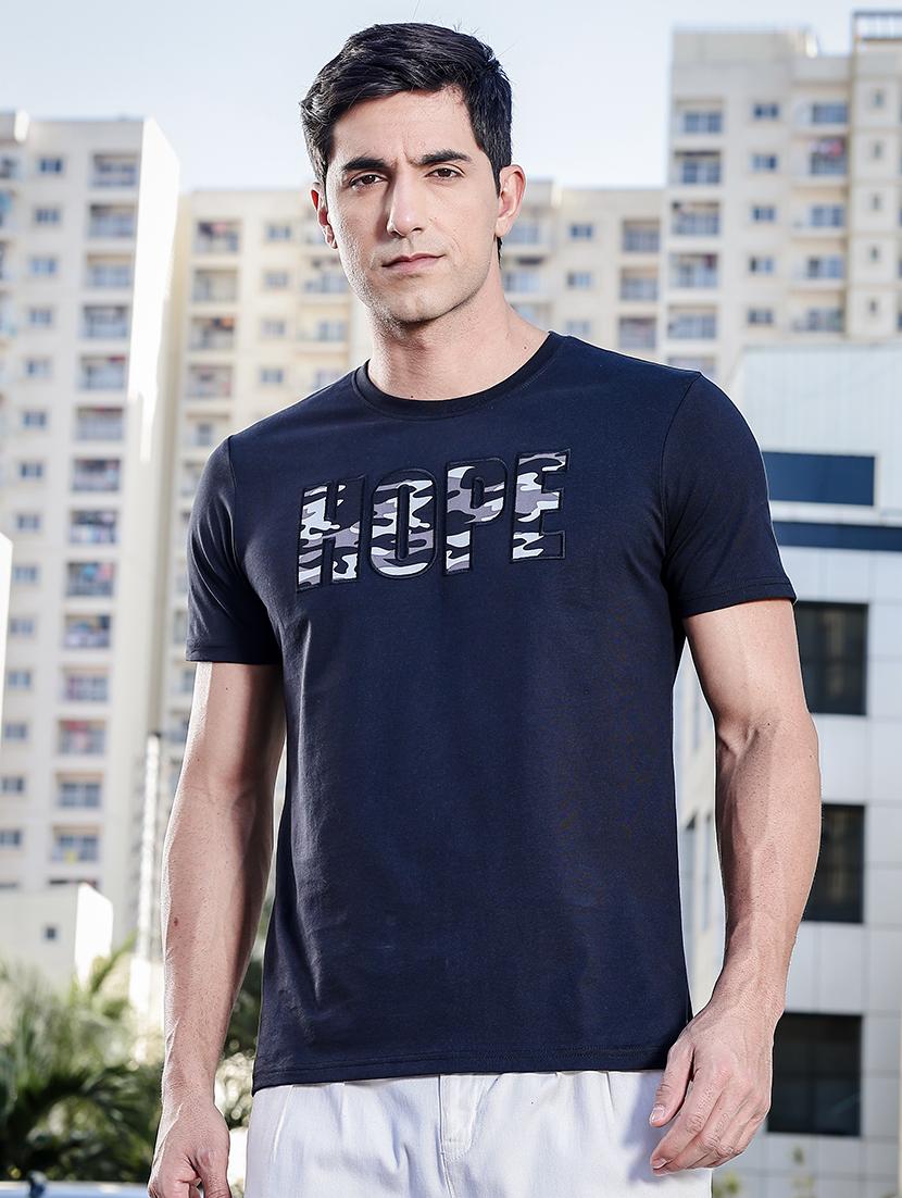 men chest print round neck t-shirt - 21700115 -  Zoom Image - 0