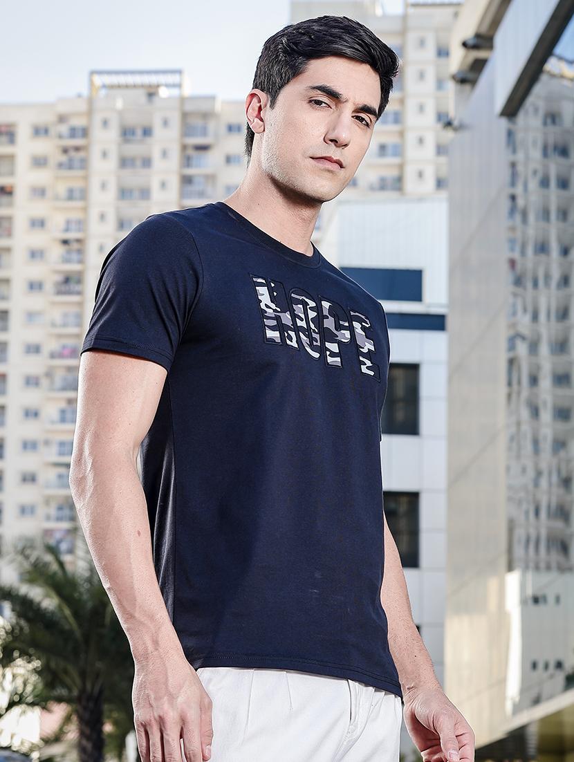 men chest print round neck t-shirt - 21700115 -  Standard Image - 1