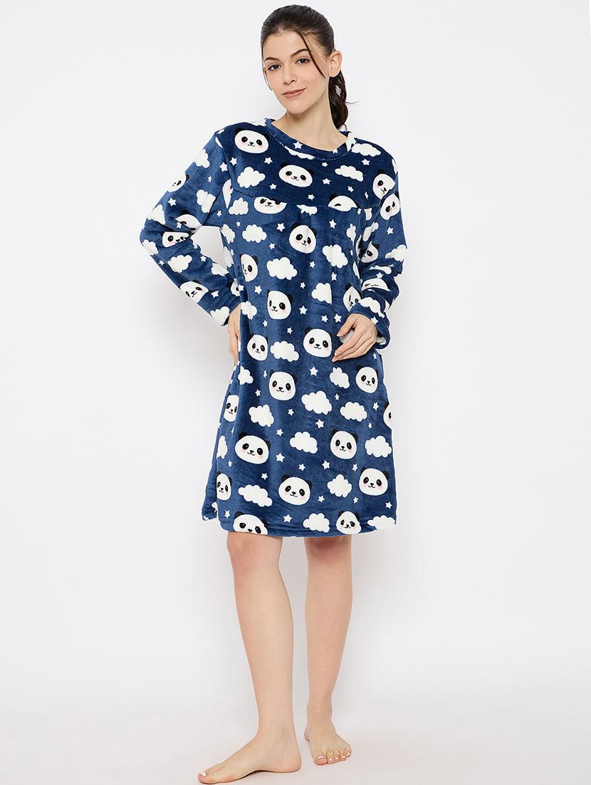 women printed long sleeve nightwear dress - 21700118 -  Standard Image - 1