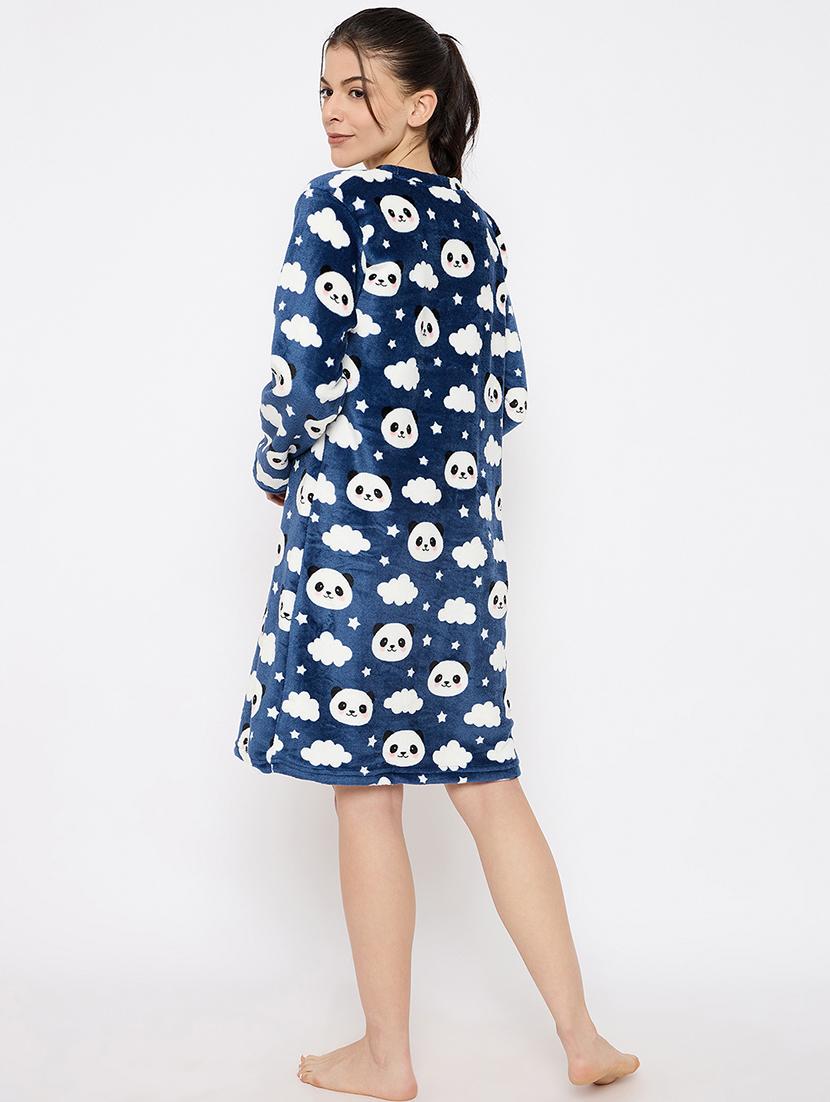 women printed long sleeve nightwear dress - 21700118 - Standard Image - 4
