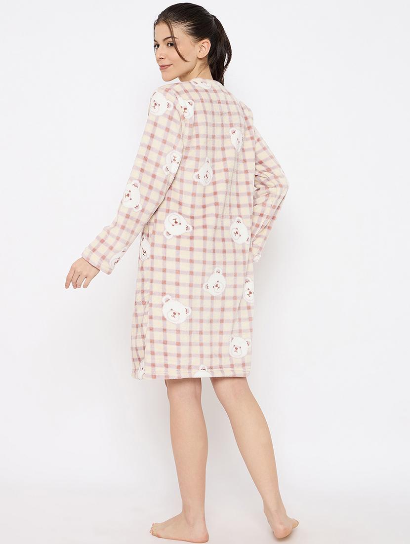 women printed long sleeve nightwear dress - 21700119 - Standard Image - 4