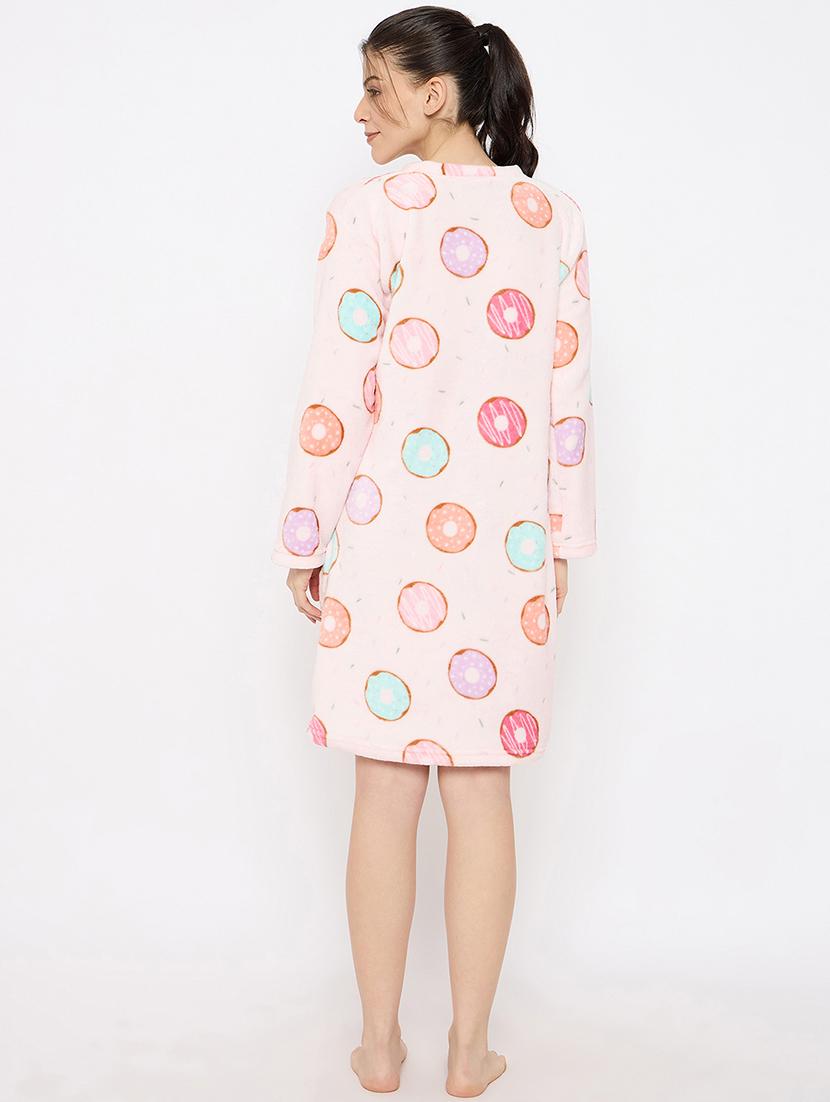 women printed long sleeve nightwear dress - 21700124 - Standard Image - 4
