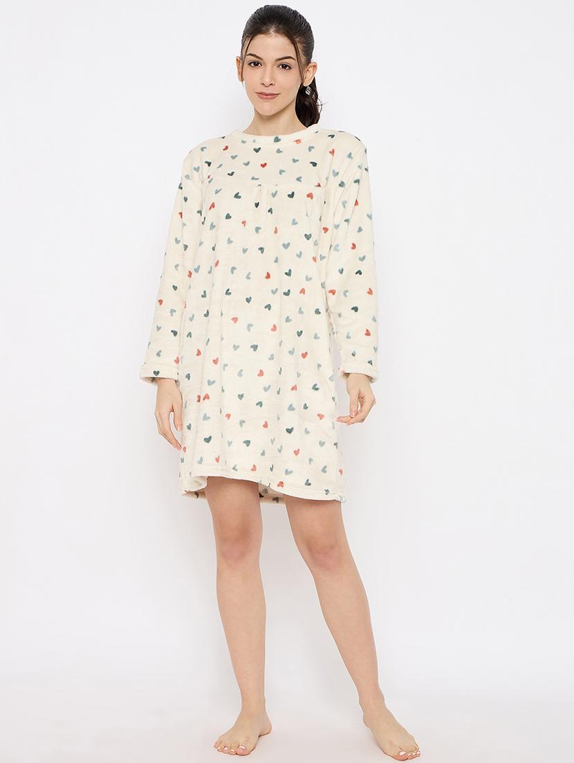 women printed long sleeve nightwear dress - 21700126 - Standard Image - 1