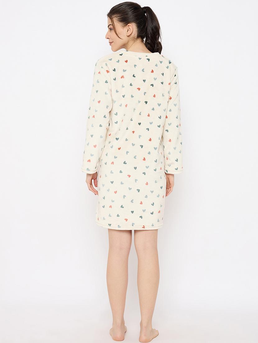 women printed long sleeve nightwear dress - 21700126 - Standard Image - 4