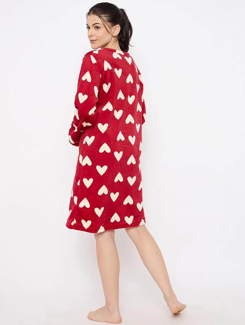 women printed long sleeve nightwear dress - 21700128 - Standard Image - 4