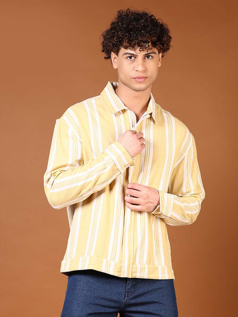 men stripes long sleeve regular fit casual shirt