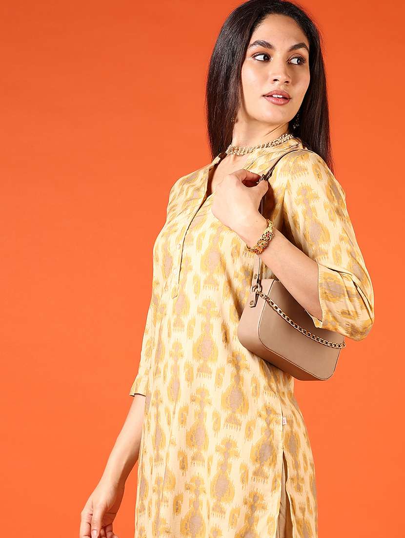 women printed three quarter sleeve straight kurta - 21700308 -  Standard Image - 1