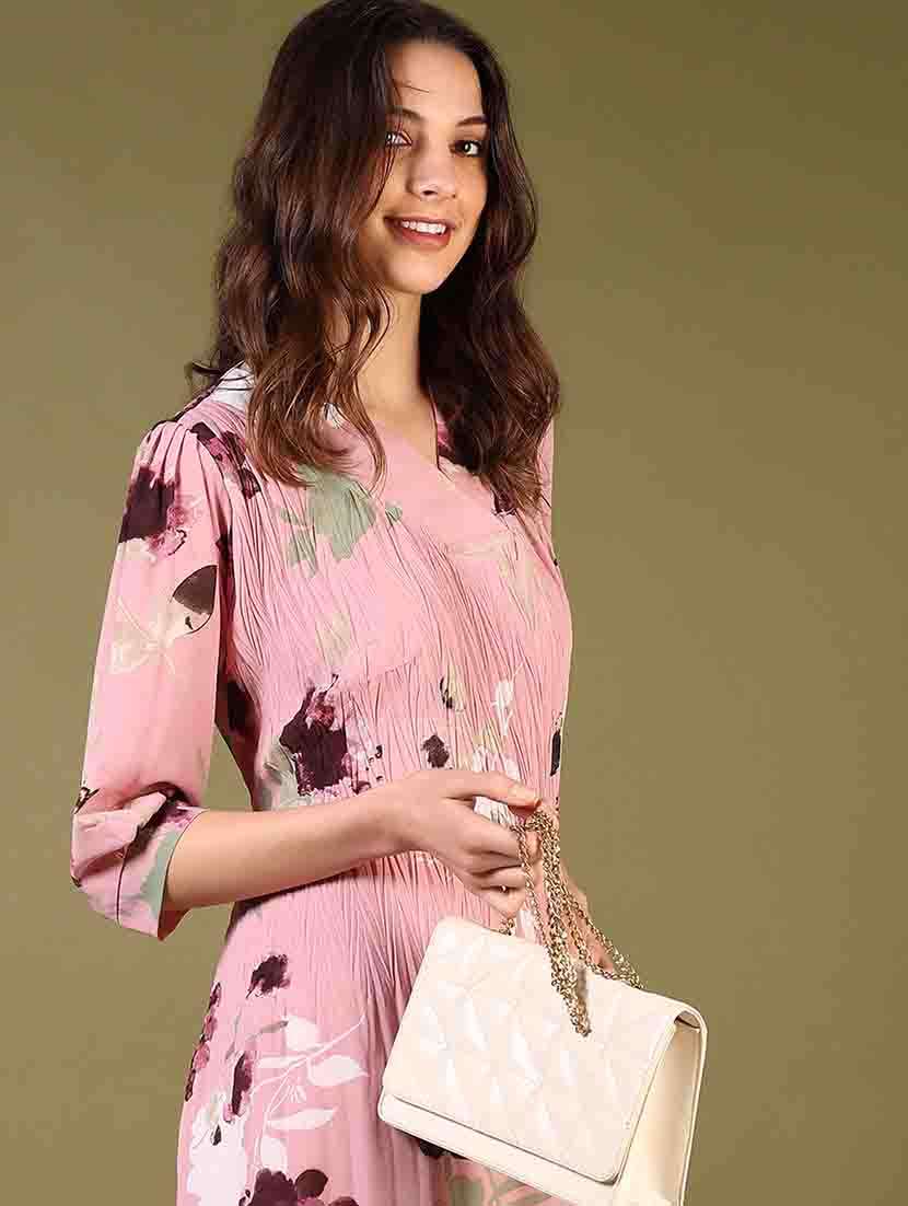 women v-neck floral printed a-line dress - 21700354 -  Standard Image - 4