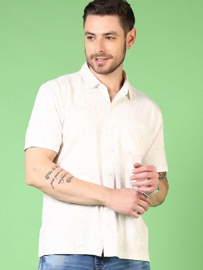 men self design short sleeve regular fit casual shirt - 21700404 -  Standard Image - 1