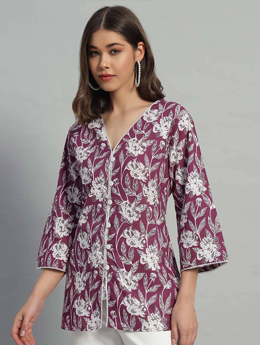 women three quarter sleeve straight kurti