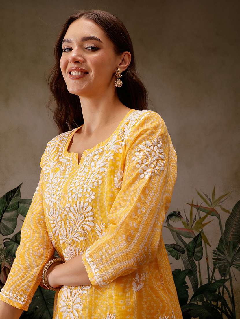 women notch neck chikankari work straight kurti - 21700577 - Standard Image - 6