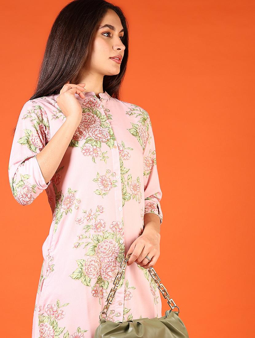 women printed three quarter sleeve straight kurta - 21700679 -  Standard Image - 1