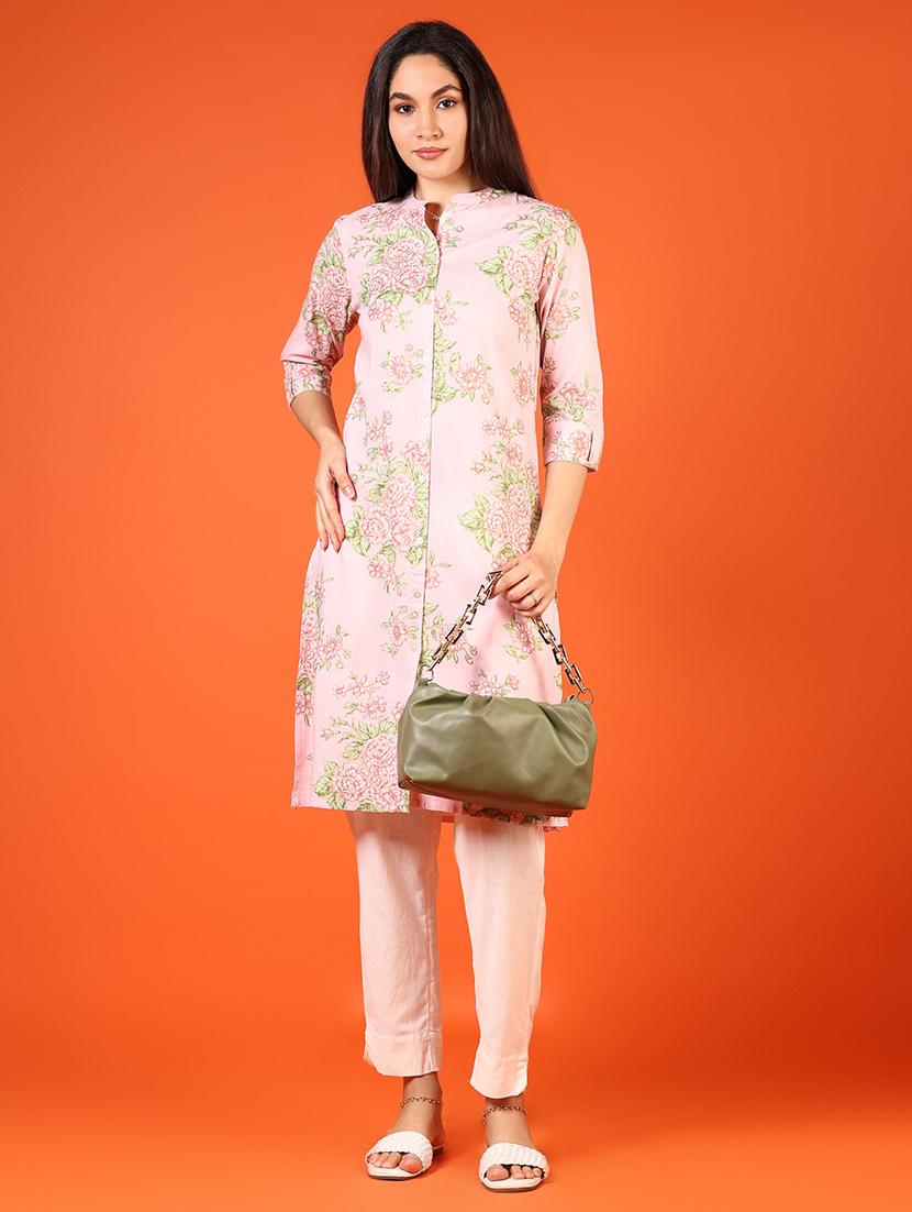 women printed three quarter sleeve straight kurta - 21700679 - Standard Image - 4