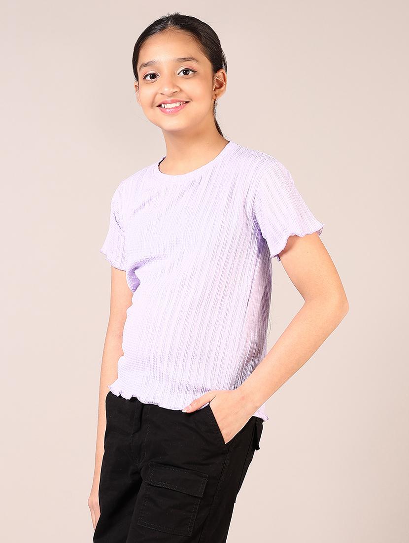 girls self design round neck top - 21700683 - Standard Image - 1