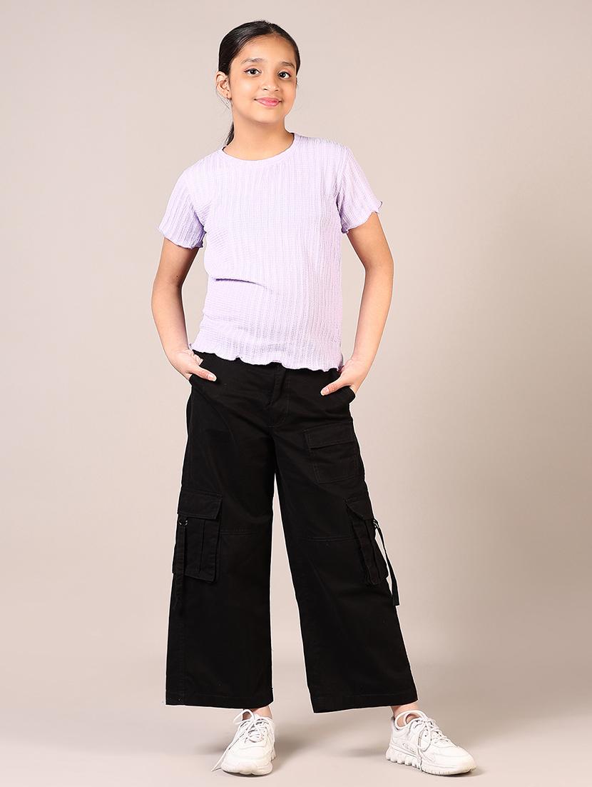 girls self design round neck top - 21700683 - Standard Image - 4