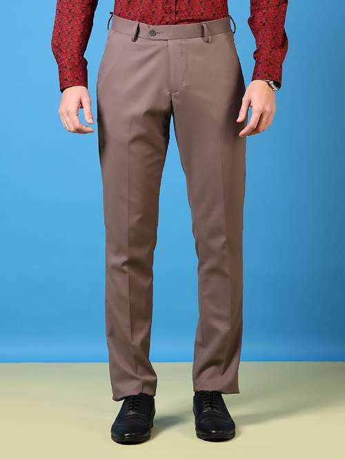 men mid rise solid flat front formal trouser - 21700688 -  Standard Image - 0
