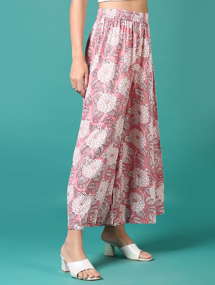 women pink floral printed straight palazzo - 21700731 -  Standard Image - 1