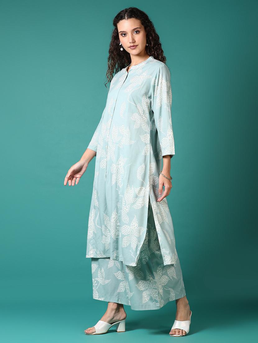 women printed three quarter sleeve a-line kurta - 21700738 - Standard Image - 1