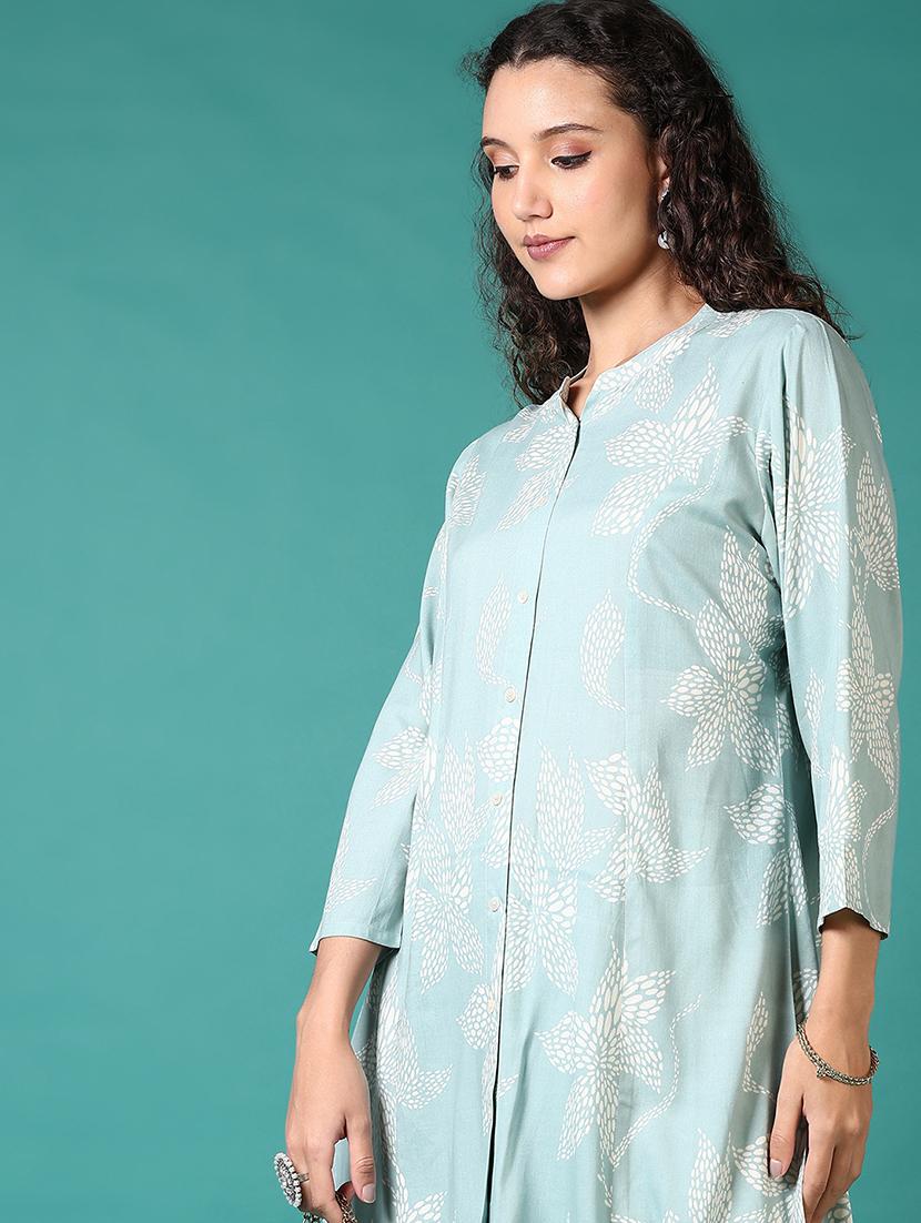 women printed three quarter sleeve a-line kurta - 21700738 - Standard Image - 4