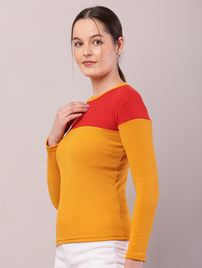 women color block long sleeve top - 21700951 - Standard Image - 1