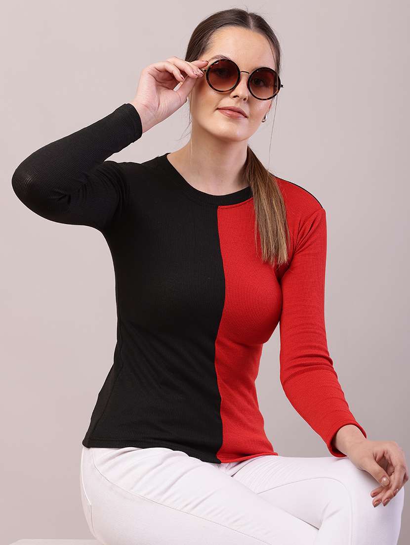 women color block long sleeve top - 21700954 -  Standard Image - 4