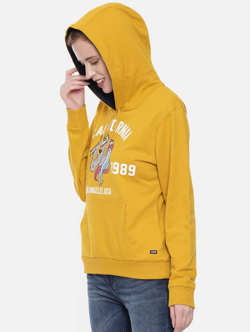 women front print hodded sweatshirt - 21700957 - Standard Image - 1